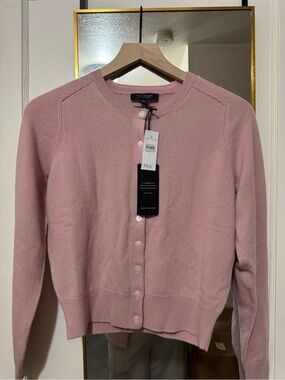 Ann Taylor Dusty Pink Button-Front Cashmere Cardigan